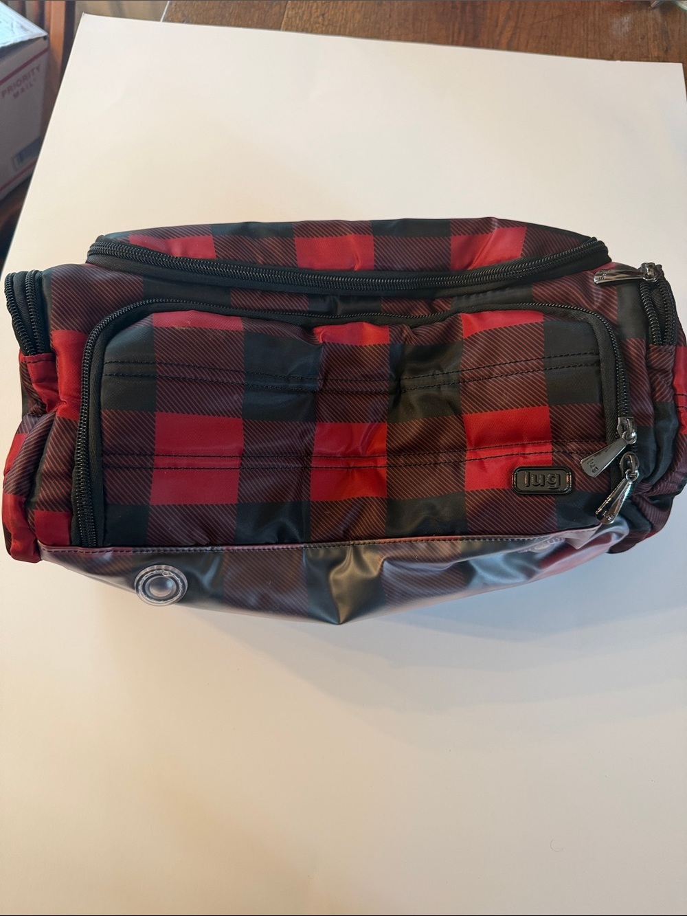 lug Red and Black Buffalo Plaid Cosmetic Travel Case